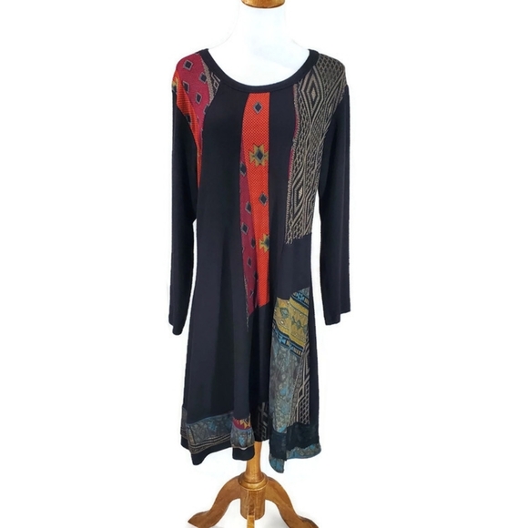 Parsley & Sage Dresses & Skirts - Parsley & Sage Boho Patchwork Midi Dress Size Large Artsy Art To Wear Soft Flowy